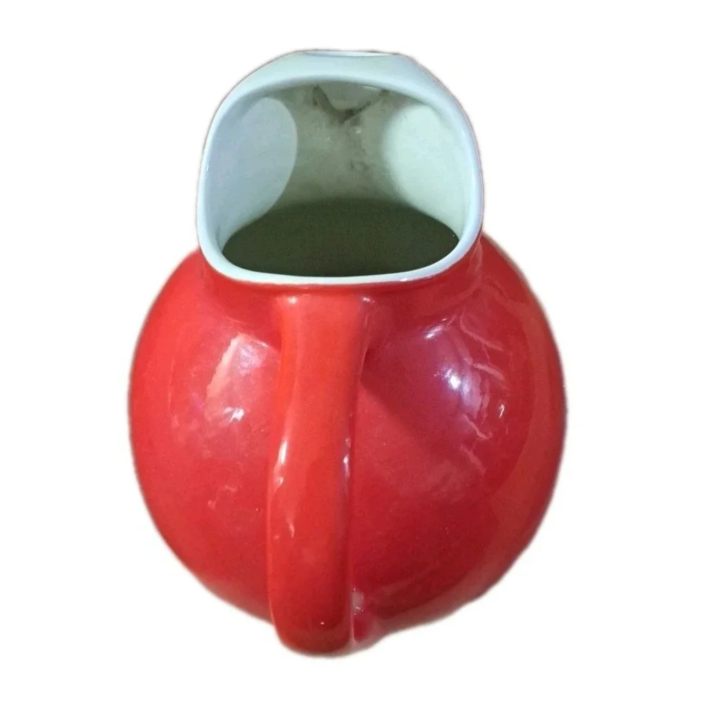 Vintage Hall China Red Chinese Large Ball Jug With Ice‎ Lip